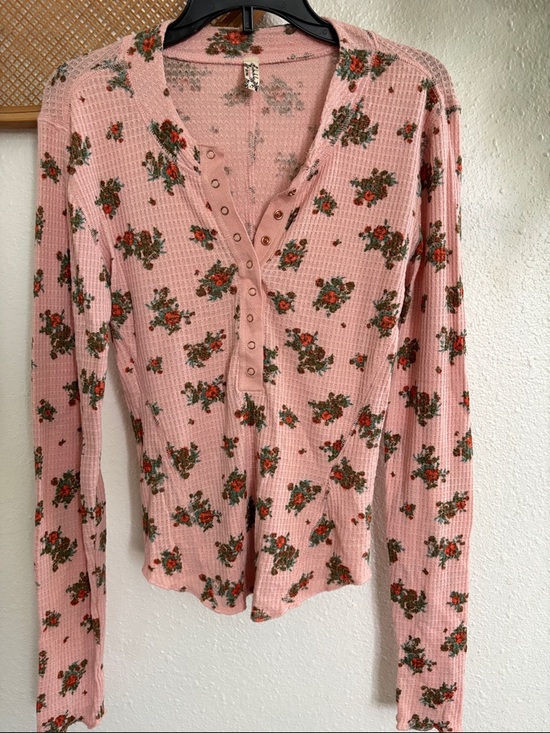Free People Sweaters - Free People Floral Waffle-Knit Henley Sweater - Women Small